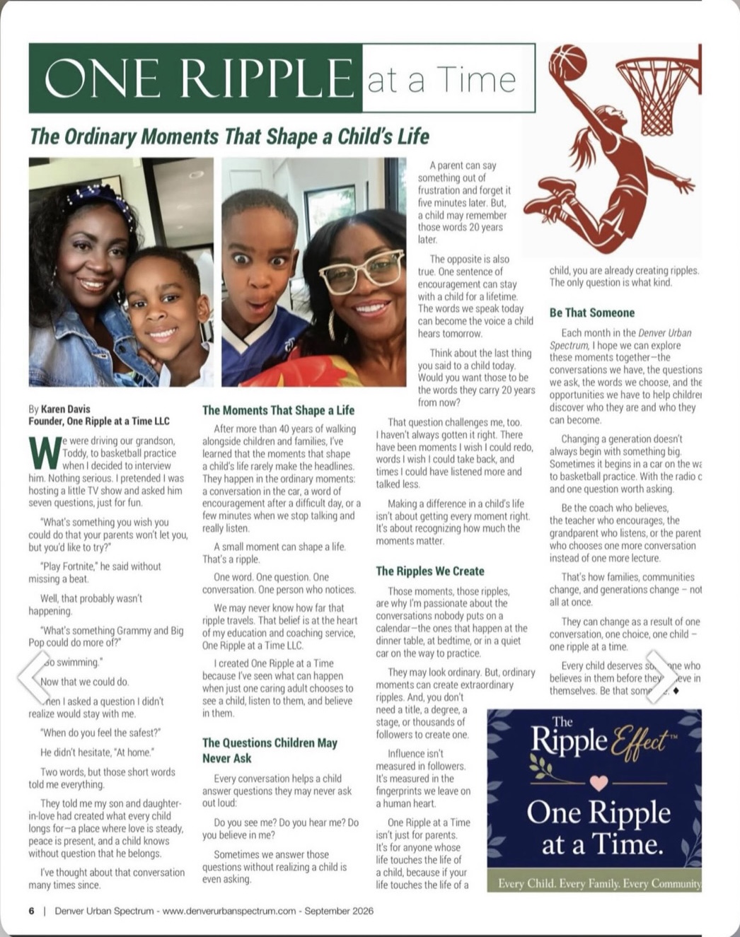 Karen Davis's feature article in Denver Urban Spectrum magazine